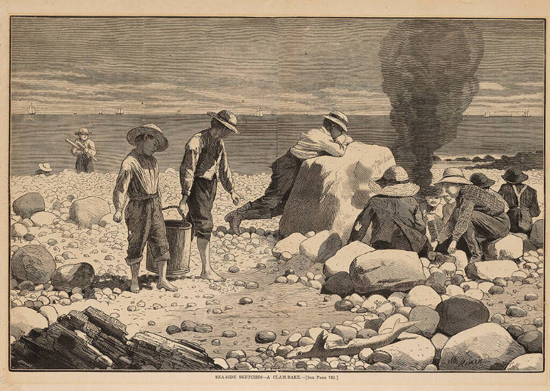 Sea-Side Sketches - A Clam-Bake Scene in Baxter Street Club House