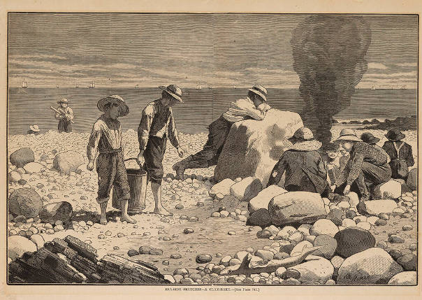 Sea-Side Sketches - A Clam-Bake Scene in Baxter Street Club House