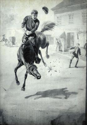 untitled (horse and rider scared by firecrackers)