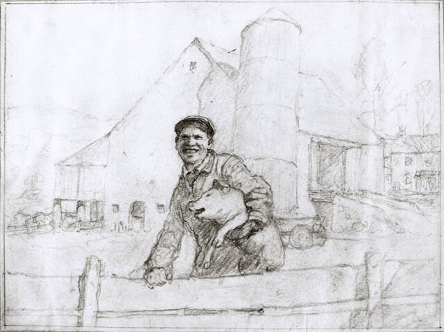 Portrait of a Farmer, composition drawing