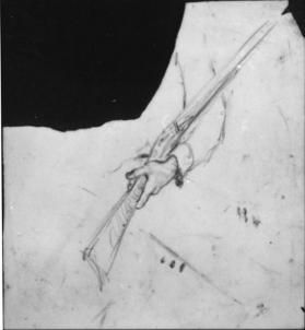 Untitled (study of an arm/hand cradling a musket)