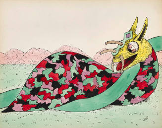 Plate #18 | This animal which has no feet | (A stroke of genius, not an error), | The wild, voracious Jam-bo-reet, | Always inspires the utmost terror.