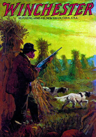 untitled (hunter with two dogs in cornfield)