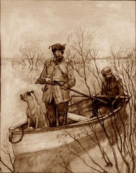 The Muskrat-Hunters, Goodwin and Haynes, composition drawing