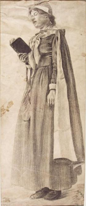 Untitled (study of a standing woman in puritan costume)