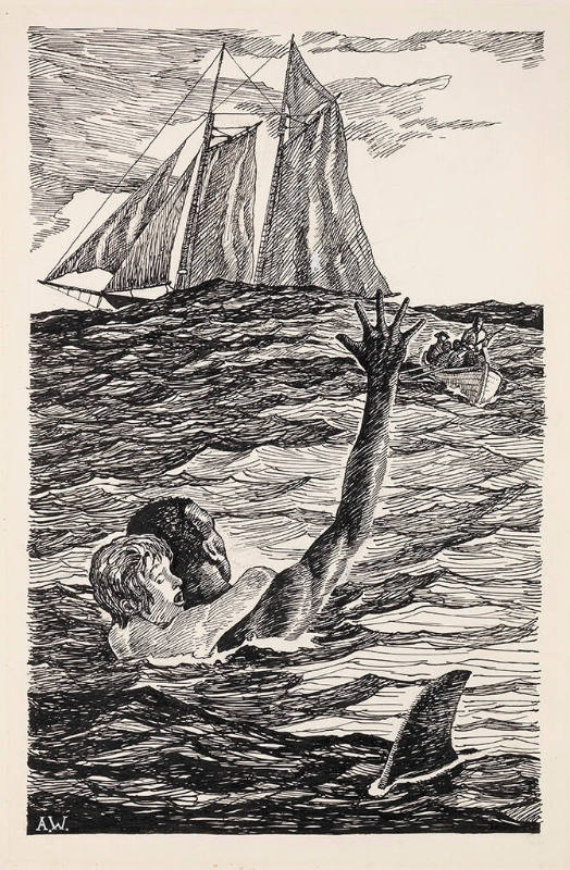 His Heart Was Beating Furiously as He Began Swimming Frantically toward the Dinghy