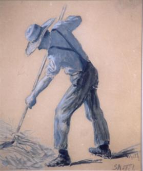 untitled (man forking hay)