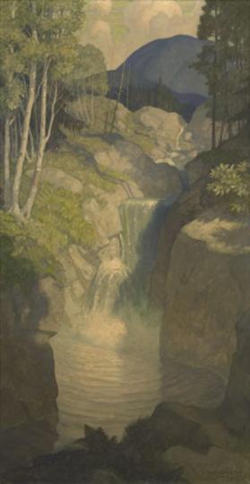 title unknown (summer landscape with waterfall)