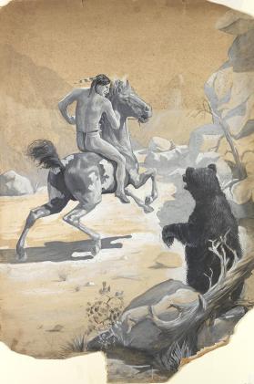 untitled (Indian on horse, confronting bear)