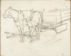 study of two horses hitched to a sleigh