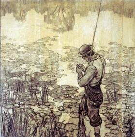 Thoreau Fishing, composition drawing