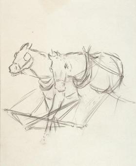 study of two horses in a harness