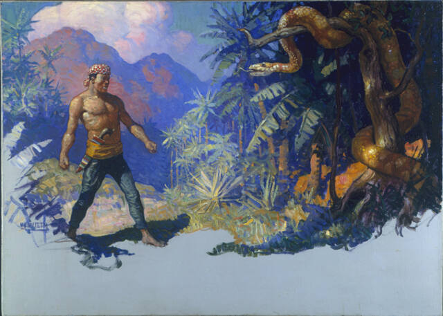 Memgumban, back in the steamy hills, was unhappy.  The hills were sadly unimproved real estate.  Trees full of pythons, jungles swarming with nasty little hill dwarfs who blew poisoned arrows at you as a pasttime.