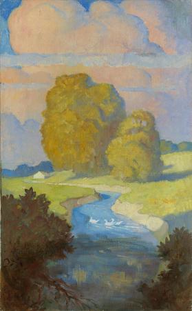 Study for a Landscape Mural (stream and ducks)