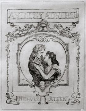 Anthony Adverse, illustration for slipcase cover label, composition drawing