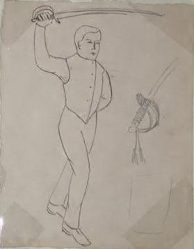 Untitled (fencer, with detail of sword hilt)