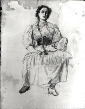 untitled (study of a woman in peasant costume wearing clogs)