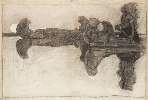 untitled (Indians canoeing in moonlight)