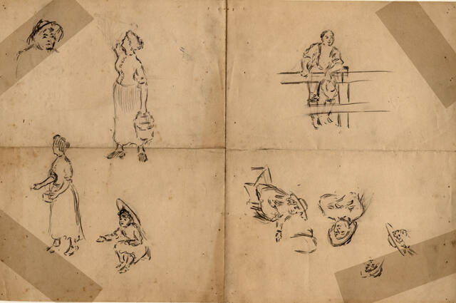 Untitled (sheet of figure studies)
