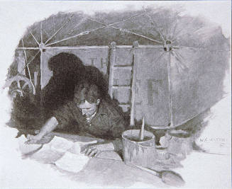 Day and night he labored joyously with a plan of one of the enemy's balloons before him.