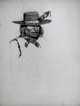 untitled (head, Navajo wearing hat)