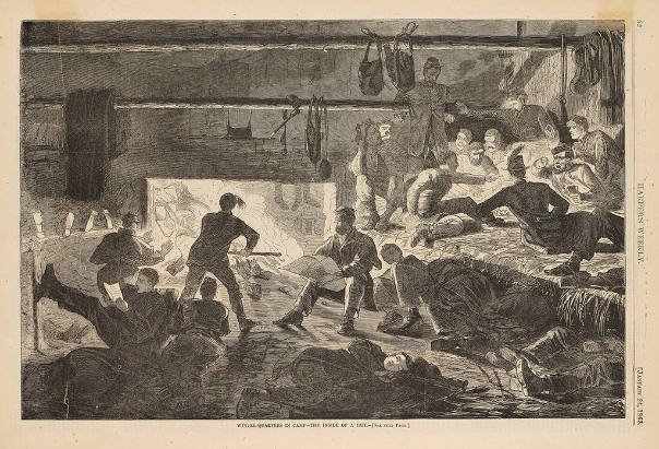 Winter Quarters in Camp - The Inside of a Hut