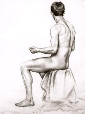 Untitled (seated male nude)