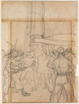 Captain Bligh was standing by the mizzenmast, composition drawing