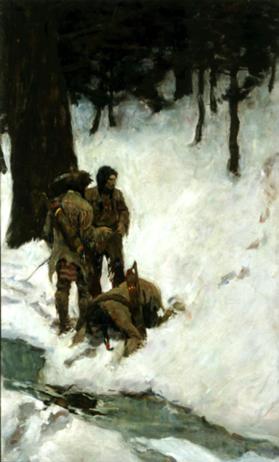 untitled (three Indians at a stream in snowy woods)