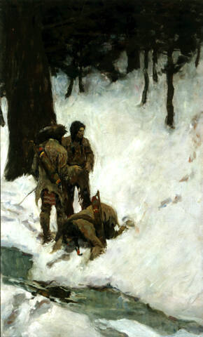 untitled (three Indians at a stream in snowy woods)
