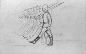 Untitled (line of marching soldiers)