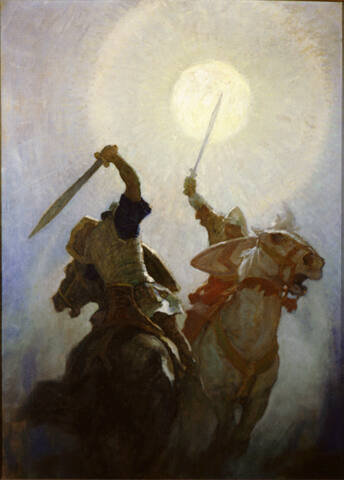 The Midnight Encounter   Despiteful and terrible were the blows they gave and took by the moonlight.  Agrican fought in a rage, Orlando was cooler