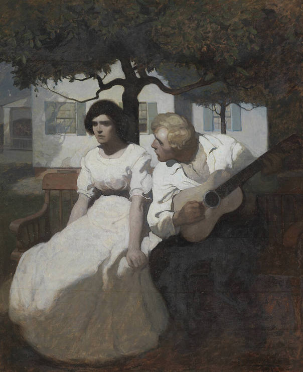 Then he looked in her face, playing softer and softer