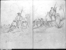 Untitled (two composition studies, pirates watching a fight)