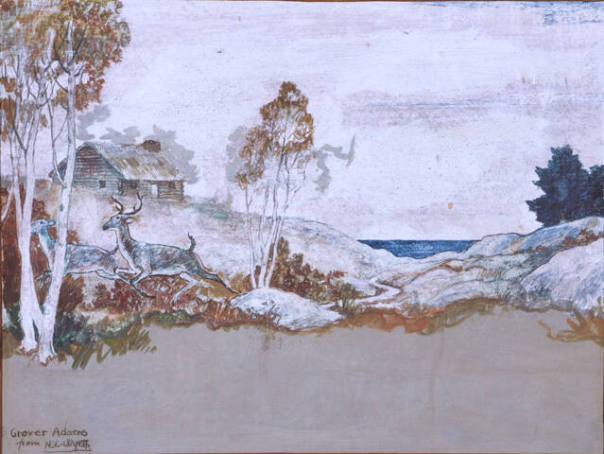 Deer and Stream, presentation painting