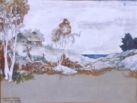 Deer and Stream, presentation painting