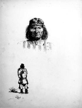 untitled (Indian head and small full-length figure)