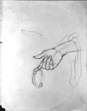 Untitled (study of a hand holding a bracelet)