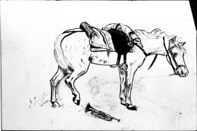 Untitled (horse without rider, dead soldier on ground)