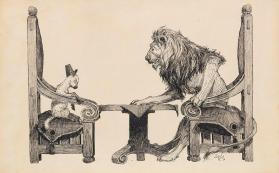 Lion and Lamb Having Dinner