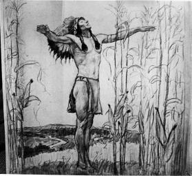 Great Spirit of the Cornlands, composition drawing