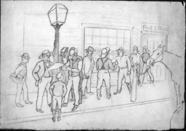 Untitled (men in front of Post Office)