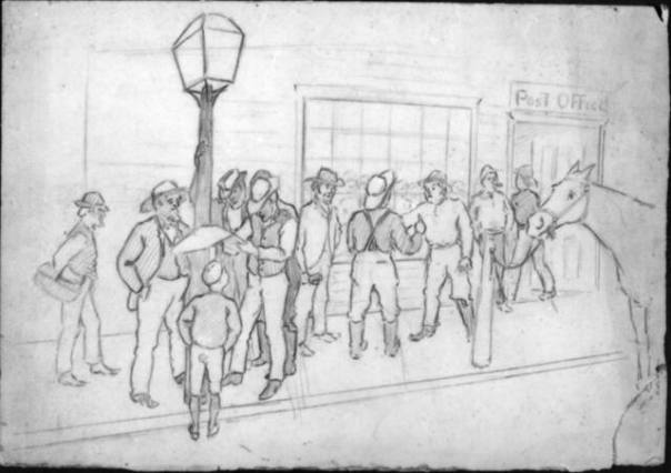 Untitled (men in front of Post Office)