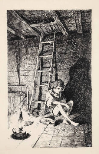 Sitting on the Floor beside the Lamp, the Nub Ate His Meal