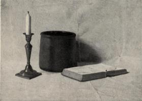 Still Life with Candlestick, Crock and Open book