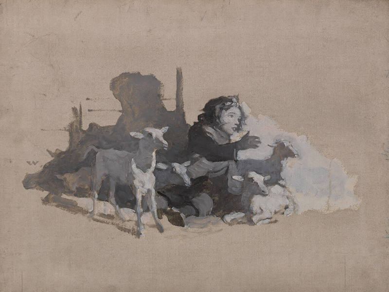 The Pike County Ballads, untitled tailpiece (child with lambs)