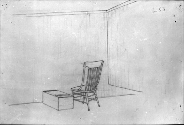 Untitled (still life of chair and truck; verso, ladder back chair and two crates)