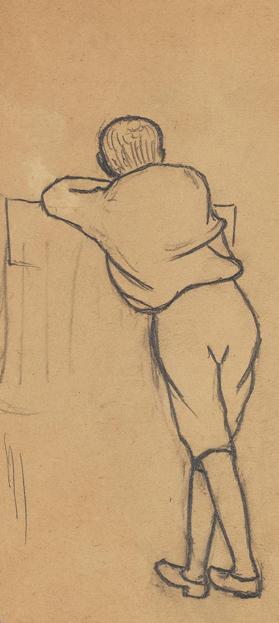 Unknown (standing man resting against a box)