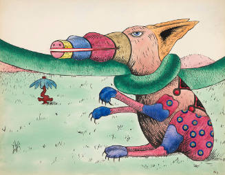 Plate #7 | Next with his throat within a noose | (Let's hope that it will choke him later) | Appears without the least excuse | The sanguinary Growl-i-gator.