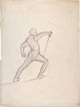 study of a figure fencing